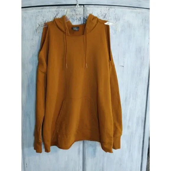 Nike Just Do It Mustard Cold Shoulder Nwot Medium Hoodie - Picture 2 of 15